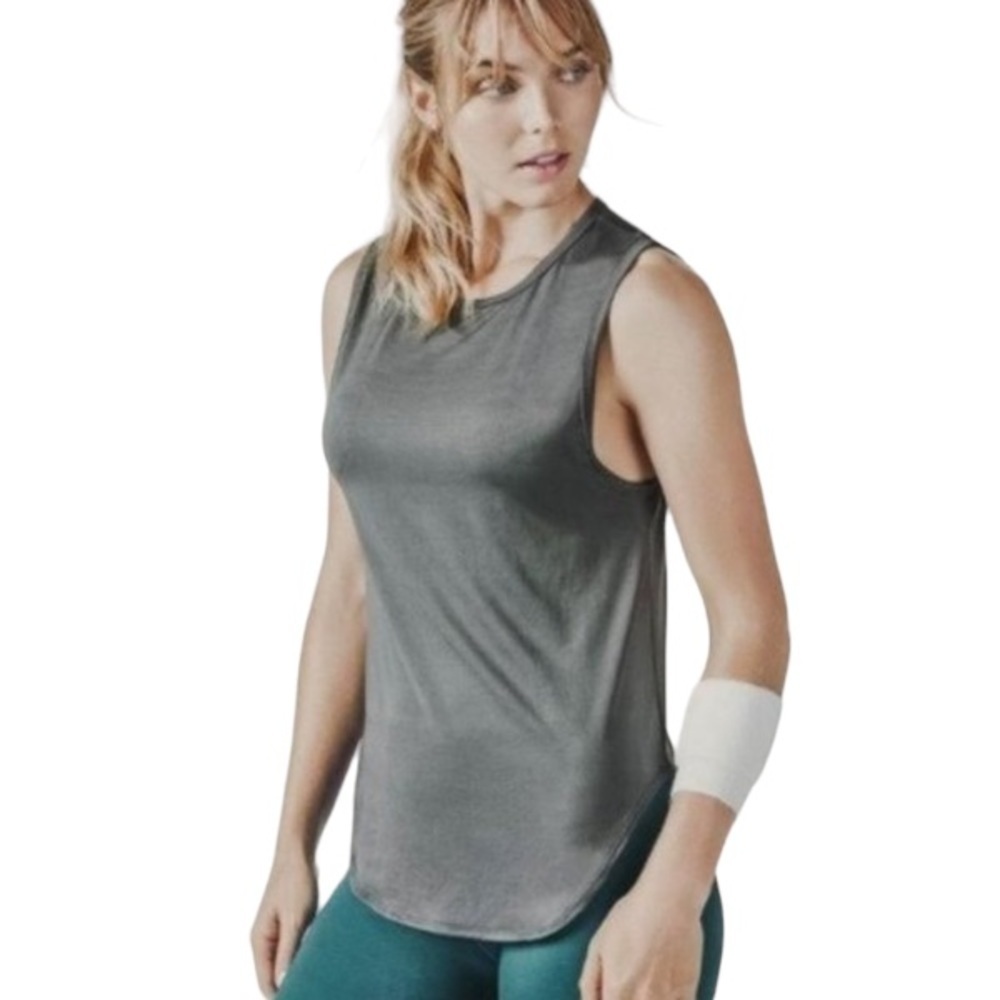 Fabletics Trisha Tank Sheer Mesh in Iron Gray